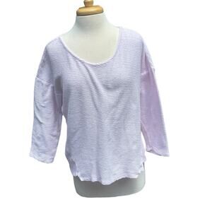 Habitat Pink Ribbed Top Womans M Shirt Textured 3/4 Sleeve 100% Cotton Lagenlook